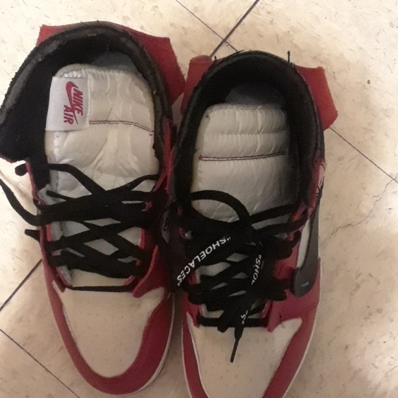 Off white nike air jordan 1. White red and black